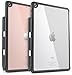 DinoCase iPad 9.7 Case with Pencil Holder, Hybrid Transparent Back Cover, Slim and Thin, 2018/2017 9.7 inch, Compatible with Smart Cover (Black/Clear)