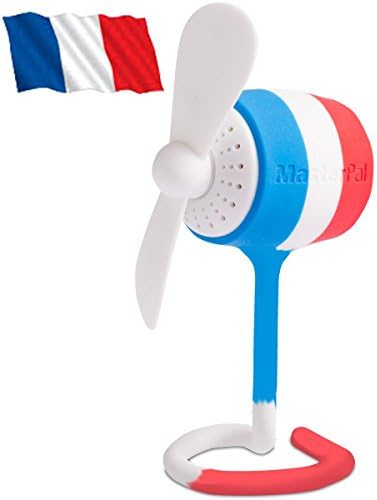MasterPal Telego Fan National Flag Series (French Flag): A 5" Water Resistant Small Portable Fan Rechargeable Battery Operated, Aroma Dispenser Feature with Easy-to-fix Tail Design