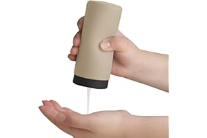 ELM RIDGE ESSENTIALS ElmRidge Dish Soap Silicone Dispenser for Kitchen Sink,Squeeze Washing Up Liquid and Hand Soap,Round refillable Silicone Bottles,Easy to Fill and to use, 8.5 oz,Black 2.4 x 2.4 x 5.5 inches (Taupe)