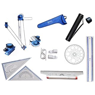 TOPCON Engineering Combo (Premium Mini Drafter, Deluxe Sheet Container, Rolling Ruler, Set Square, Pro Circle, Ruler, 4 Drawing Board Clips) Set of 7 Items