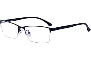 ALWAYSUV Black Half Frame Clear Lens Business Glasses Frame