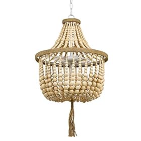 Amazon Brand – Stone & Beam Modern Farmhouse Wood Bead Ceiling Pendant Chandelier Fixture With 2 LED Vintage Light Bulbs… 41Xu2e%2BwWXL