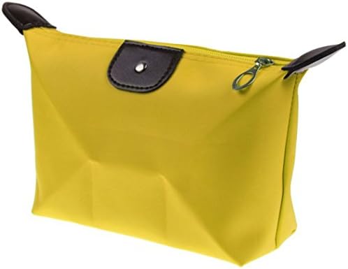 KiraShan - Small Nylon Zipper Cosmetic Travel Bag Case Organizer Storage Hand Bag - Great for Travel Gym School Supplies Home Make Up Crafts (Yellow)