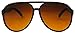 SunglassUP - Blue Blocking Over sized Round Bomber Aviator Sunglasses Amber Tinted Lens (Black, Amber (Blue Buster Lens))