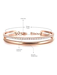THEHORAE - Pulsera de oro rosa para mujer, con cristales de Swarovski