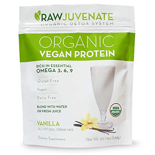 Amazon Brand - Rawjuvenate Organic Keto-Friendly Plant Protein Vanilla, 20.74 oz