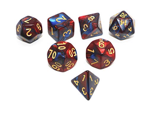 HD DND Dice Set RPG Red & Blue 7-Die Dice Set Fit Dungeons and Dragons(D&D) Pathfinder MTG Role Playing Games Polyhedral Dice with Dice Pouch