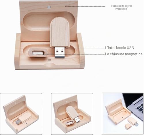 Yaxiny USB Stick Hölzernes Speicherstick 32GB USB 2.0 Flash Drive Memory Stick Datenspeicher Pendrive Geschenk Mit Holzkasten
