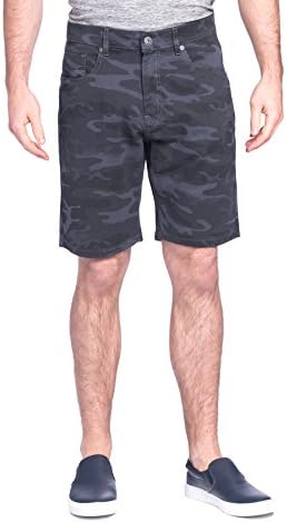 Free Planet Mens Designer 5 Pocket Flat Front Stretch Shorts Printed Designs 100% Cotton - 36