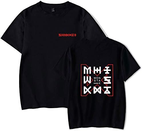 EnjoyYourLife Kpop Monsta X Tshirt Summer Short Sleeve Fashion T-Shirts Fans Gift for Woman Casual Tee Shirt Blouse Top Black