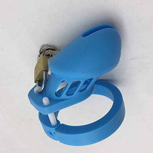 Chastity Lock Chastity cage Cock Cage Male Chastity Device Locked Cage Sex Toy for Men,Men's Silica Gel Device Massage Tools cage(5 Ring),Blue,Short Paragraph