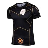 Topway Men's X-Men Wolverine Short Sleeve Crewneck Compression Super Heroes T-shirt Quick Dry Wicking Tee (X-Large, Black(TXX01))