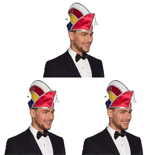 Boland 02001 - Komiteemütze für Erwachsene, Einheitsgröße, Mehrfarbig, Mütze, Kopfbedeckung, Accessoire, Kostüm, Karneval, Mottoparty (Packung mit 3)
