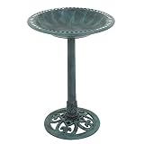 Nova Microdermabrasion 28" Pedestal Bird Bath Antique Birdbath Bowl Outdoor Garden Vintage D&eacute;cor Backyard Feeders,Green Rustic (Green)