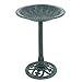 Nova Microdermabrasion 28 Inch Height Pedestal Bird Bath - Antique Green Resin Birdbath for Vintage Decoration in Outdoor Garden Courtyard