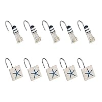 Cyrra Starfish and Lighthouse Stainless Steel Rust Resistant Decorative Shower Curtain Hooks (Starfish and Lighthouse)