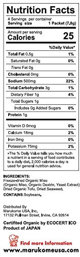 MARUKOME ORGANIC MISO SOUP TOFU SEAWEED, 1.1 OZ