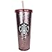 Starbucks Coffee Rose Gold Pink Sequin 24oz Venti Tumbler Cold Cup