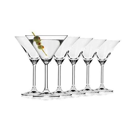 Classic Martini Glasses -Set of 6 (4.5 Ounce) - Perfect Cocktail/Desserts Glasses with Stem