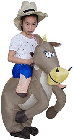 Inflatable Unisex Dinosaur Carry Ride Unicorn Party Dress Halloween Animal Suit Fancy Cosplay Costume (Horse For Child)