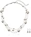 Amazon Collection Colored Simulated Pearl Illusion Chain Earrings and Necklace Set