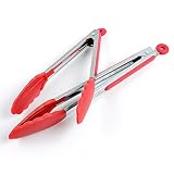 Kitchen Tongs, Creland Silicone Kitchen Tongs Premium Stainless Steel Cooking Tongs 9” And 12” Food Tongs For BBQ, Salad, Cooking And Grilling – 2 Pack