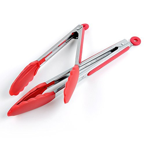 Kitchen Tongs, Creland Silicone Kitchen Tongs Premium Stainless Steel Cooking Tongs 9” And 12” Food Tongs For BBQ, Salad, Cooking And Grilling – 2 Pack
