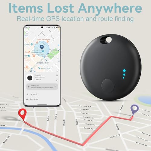 Android Air Tracker, 4 PCS Smart Tracker Tag GPS Key Locator Compatible with Find Device(Android Only), Bluetooth Tracker Tag Compatible for Wallets, Keys, Backpacks (Black)
