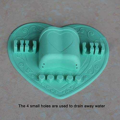 LORMAY Makeup Brush Organizer + Makeup Brush Cleaning Mat, Storage Container of Makeup Tools and Personal Care Accessories-Makeup Drying Brush Holder Bathroom Cosmetic Organizer (Mint Green)