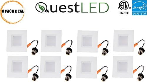 Quest Premium 4" Square LED Downlight 10W, 5000K, 120V, 650 Lumens, Energy Star- 8 Pack