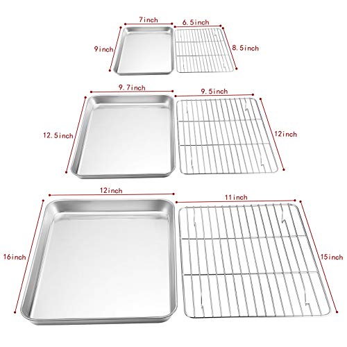 P&P CHEF Baking Sheet and Rack Set, 6 PACK ( 3 Sheets + 3 Racks
