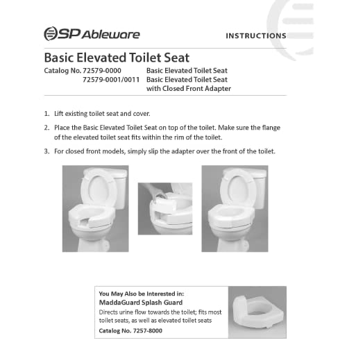 SP Ableware Basic OpenFront 3Inch Elevated Toilet Seat for Standard