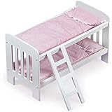 Badger Basket Gingham Doll Bunk Bed with Ladder, Bedding, and Free Personalization Kit (fits American Girl Dolls), White/Gingham, 20