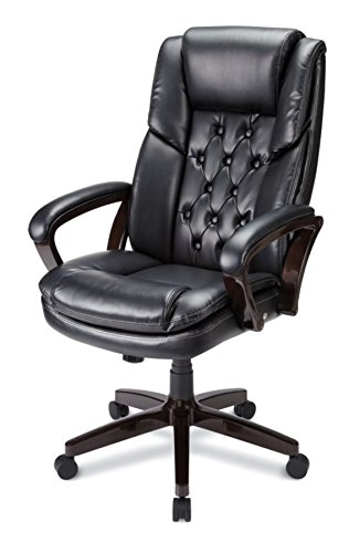 Realspace Caldwell Executive Bonded Leather High Back Chair Black