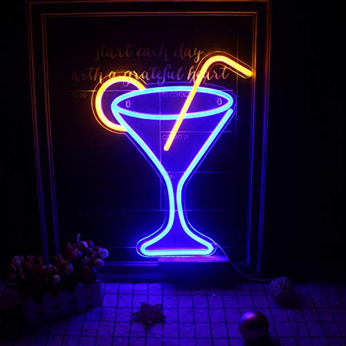 Wanxing Cocktail Leuchtreklamen Blaue Gelbe Cocktail Neonschild Neon-Bar-Schilder Für Party, Led-Neon-Wanddekoration Für… – Bild 5