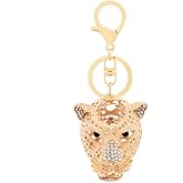 ARFUKA Keychain Rhinestone Cheetah Pendant Keyring Key Holder Men Women Key Chain Wallet Bag Pendant Charms Gift for Birthday Christmas Festival Valentine's Day