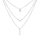 SILVER MOUNTAIN S925 Sterling Silver Triple Layer Pendant Choker Necklace for Women 16