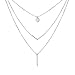 S925 Sterling Silver Triple Layer Pendant Choker Necklace for Women 16