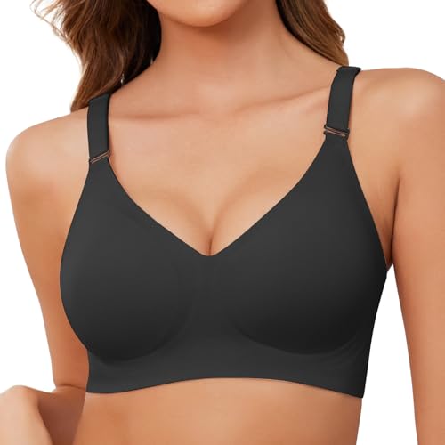 TOMEEK Women's Wirefree Bra, Seamless Bras with Basic Padding, Adjustable Shoulder Bra, Comfortable, Sporty Women, Soft, Elastic