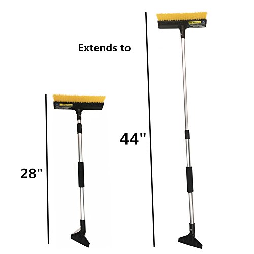 TSY TOOL 44" inch Extendable Snow Brush with Squeegee & Ice Scraper,Super Extender Snowbroom, Foam Grip, Auto SUV, Car ,Minivan, Truck Snow Brush