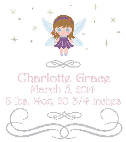Pattern Only Fairy Wall Art Cross Stitch Pattern Birth Announcement / Birth Record