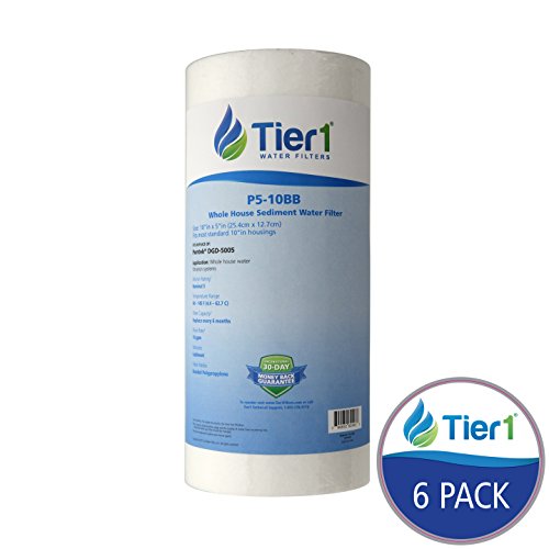 Tier1 5 Micron 10 Inch x 4.5 Inch | 6-Pack Spun Wound Polypropylene Whole House Sediment Water Filter Replacement Cartridge | Compatible with Pentek DGD-5005, 155357-43, WDGD-5005, Home Water Filter