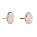 Humble Chic Simulated Druzy Studs, Gold-Tone Plated Round Circle Simple Minimalist Crystal Post Ear Stud Earrings for Women, White Created Opal, Simulated Clear Quartz, Opalescent, Simulated Moonstone