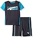 PUMA Little Boys' Toddler Short Sleeve Tee and Short Set, Charcoal, 2T