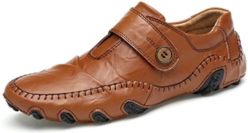 Forucreate Mens Leather Loafers Casual Slip On Flats Shoes Breathable Comfortable Walking Shoes Outdoor Sneakers