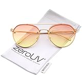 zeroUV - Modern Temple Brow Bar Rimless Gradient Colored Flat Lens Aviator Sunglasses 59mm