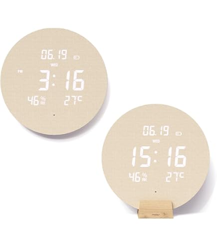 Amazon.com: mooas Wood Moon Cordless Digital LED Wall Clock, Date