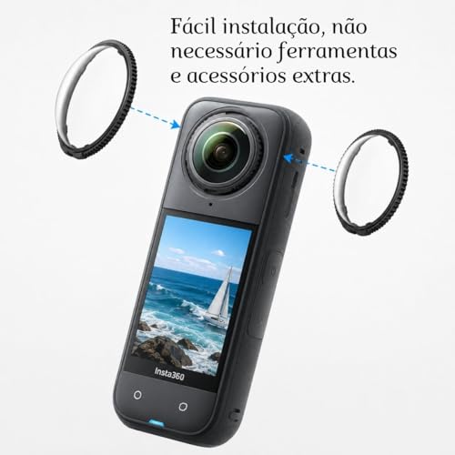 Protetor de Lente 360 X5 Premium Kit 2 Peças, Lens Guard Transparente Antiarranhão para Câmera 360 X5