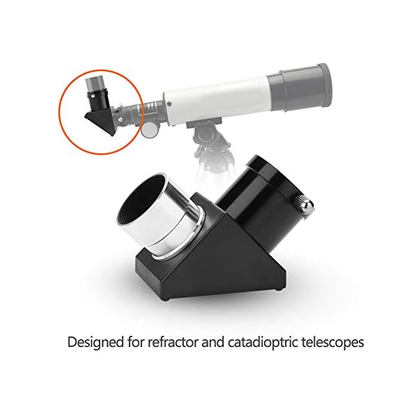 Astronomie Teleskop Prisma Spiegel Okular Adapter,90° Ansicht,Metallkörper Positiver Plane Spiegel Diagonal Adapter für… – Bild 5