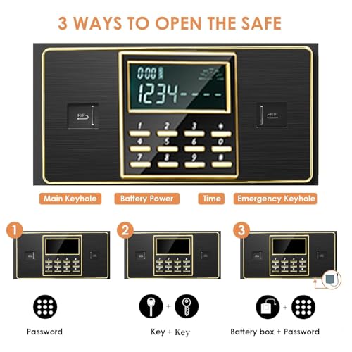 2.7 Cubic ft Steel Home Security Safe, Extra Large Heavy Duty Home Safe with Programmable Electronic Keypad Lock & Key, Digital Security Safe Box for Secure Documents, Jewelry, Valuables Money